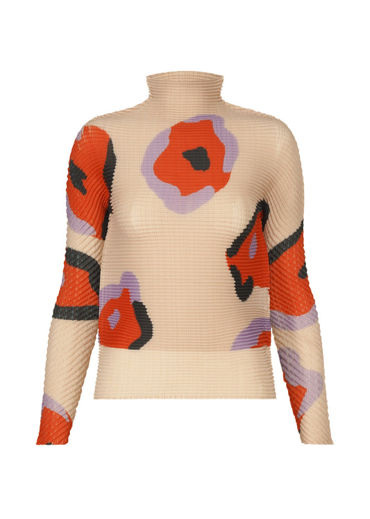 A product shot of the ISSEY MIYAKE VERVE PLEATS TOP shirt in beige-hued (46).