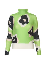 A product shot of the ISSEY MIYAKE VERVE PLEATS TOP shirt in green-hued (66).