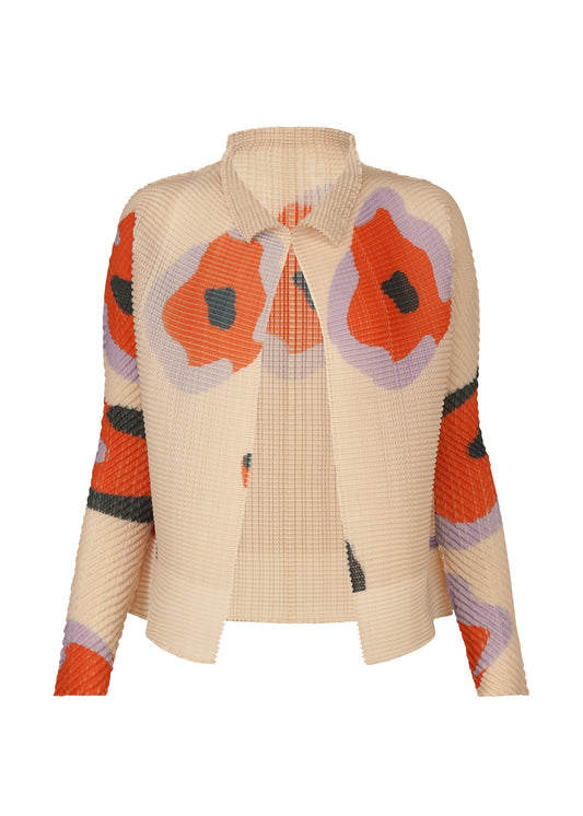 A product shot of the ISSEY MIYAKE VERVE PLEATS TOP shirt in beige-hued (46).