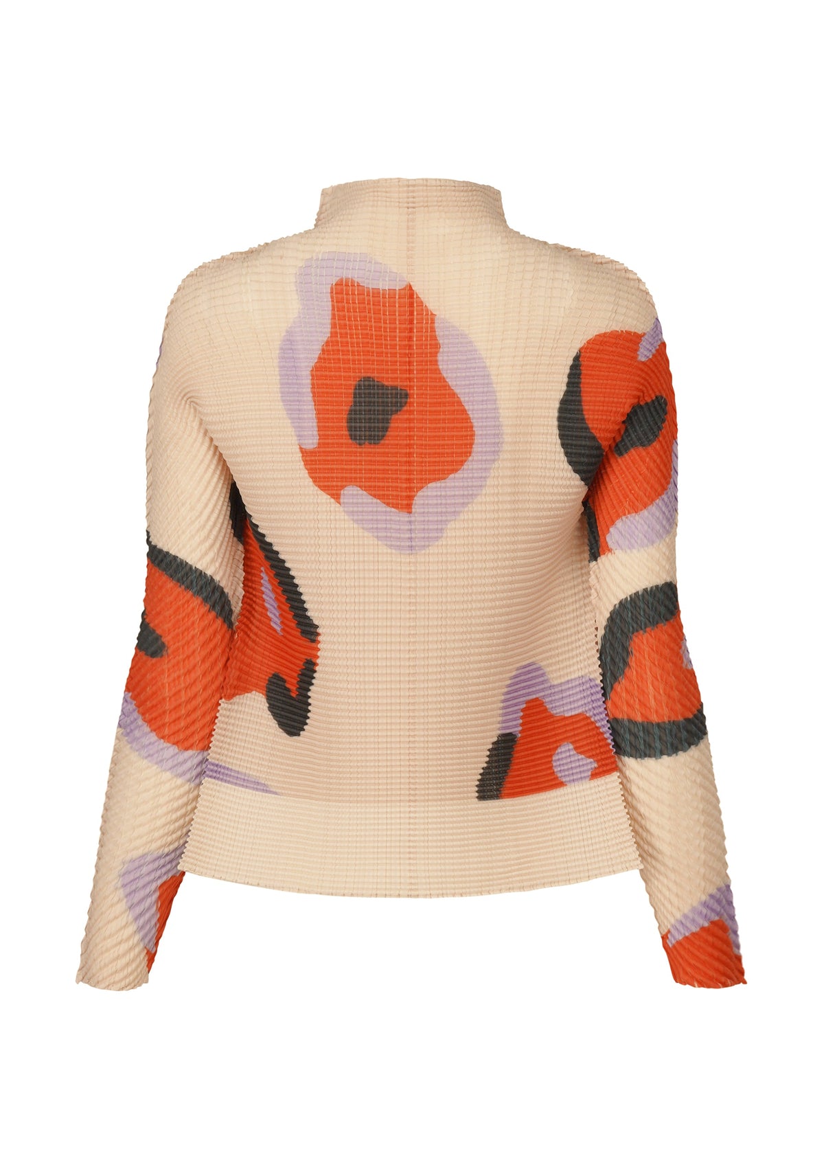 A detail shot of the ISSEY MIYAKE VERVE PLEATS TOP shirt.