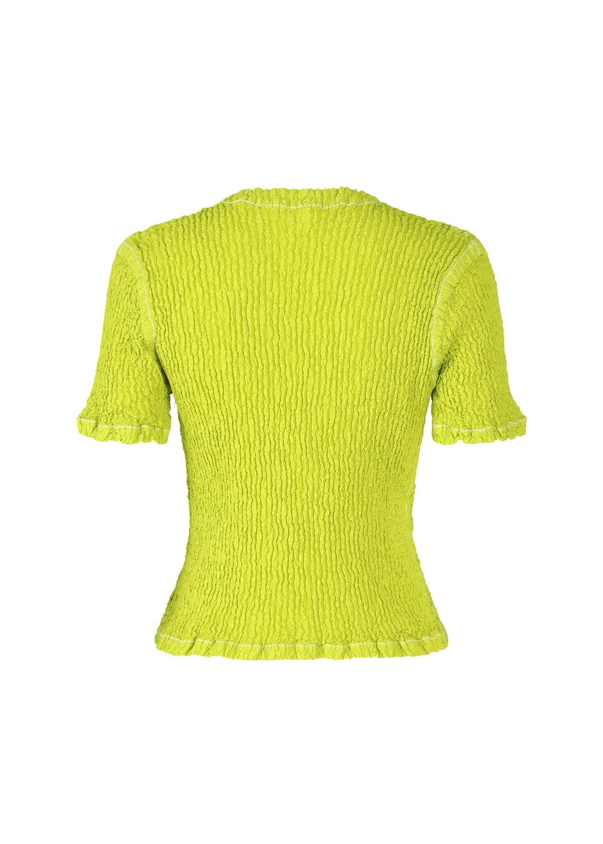 A detail shot of the ISSEY MIYAKE WAVELET ENSEMBLE cardigan.
