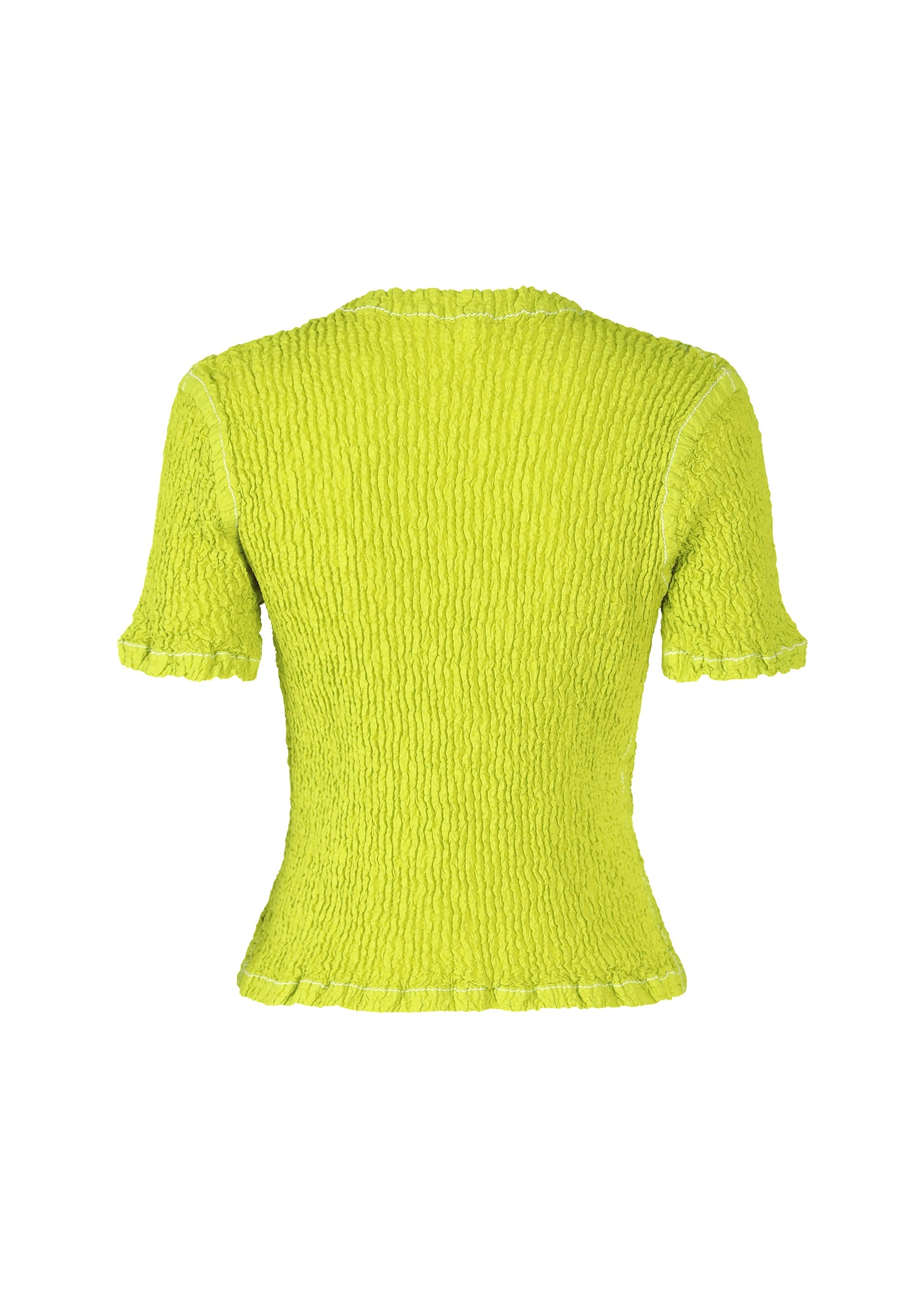 A detail shot of the ISSEY MIYAKE WAVELET ENSEMBLE cardigan.