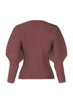 A detail shot of the ISSEY MIYAKE SLEEK PLEATS cardigan.