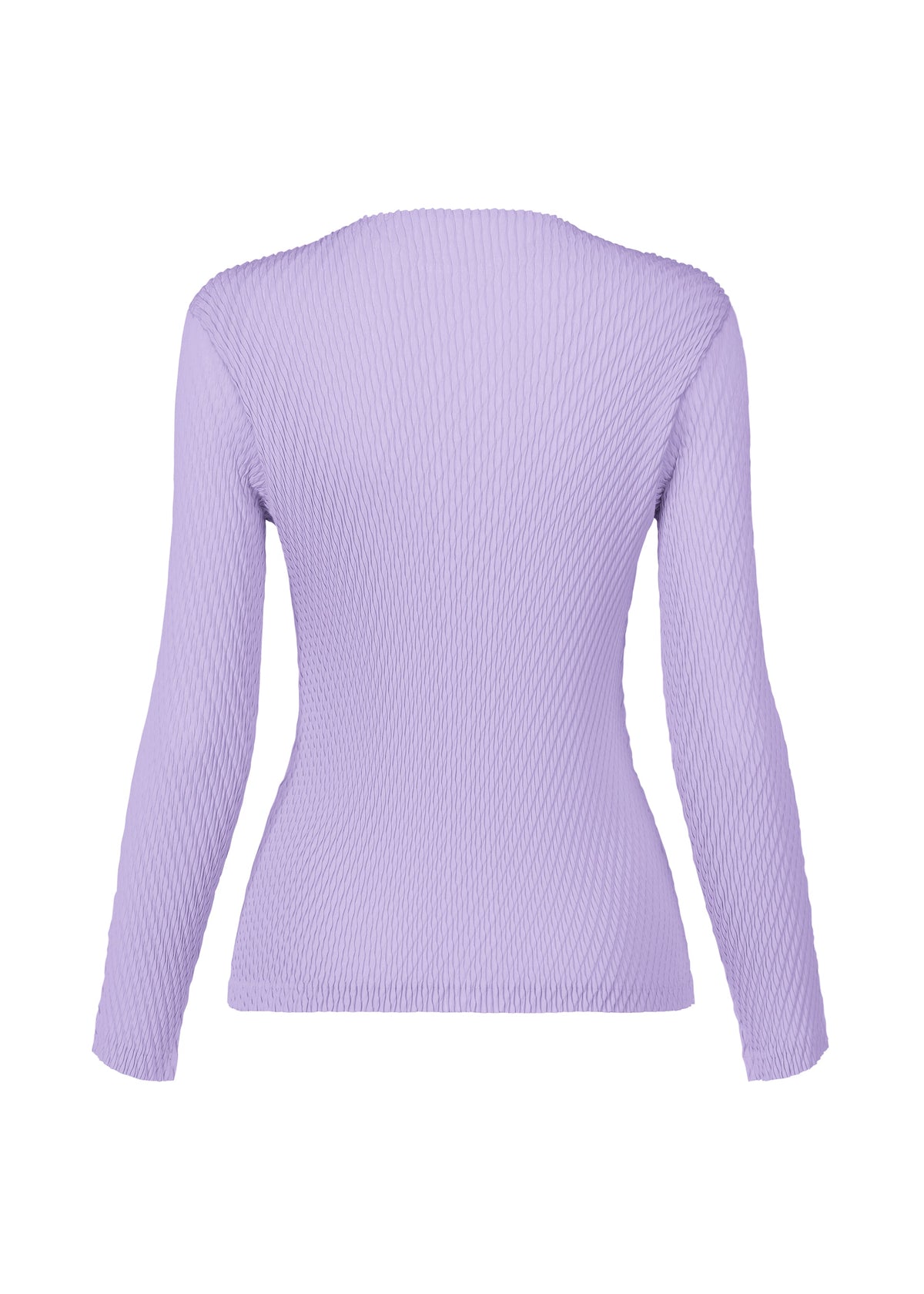 A detail shot of the ISSEY MIYAKE RHOMBUS PLEATS cardigan.