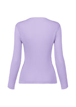 A detail shot of the ISSEY MIYAKE RHOMBUS PLEATS cardigan.