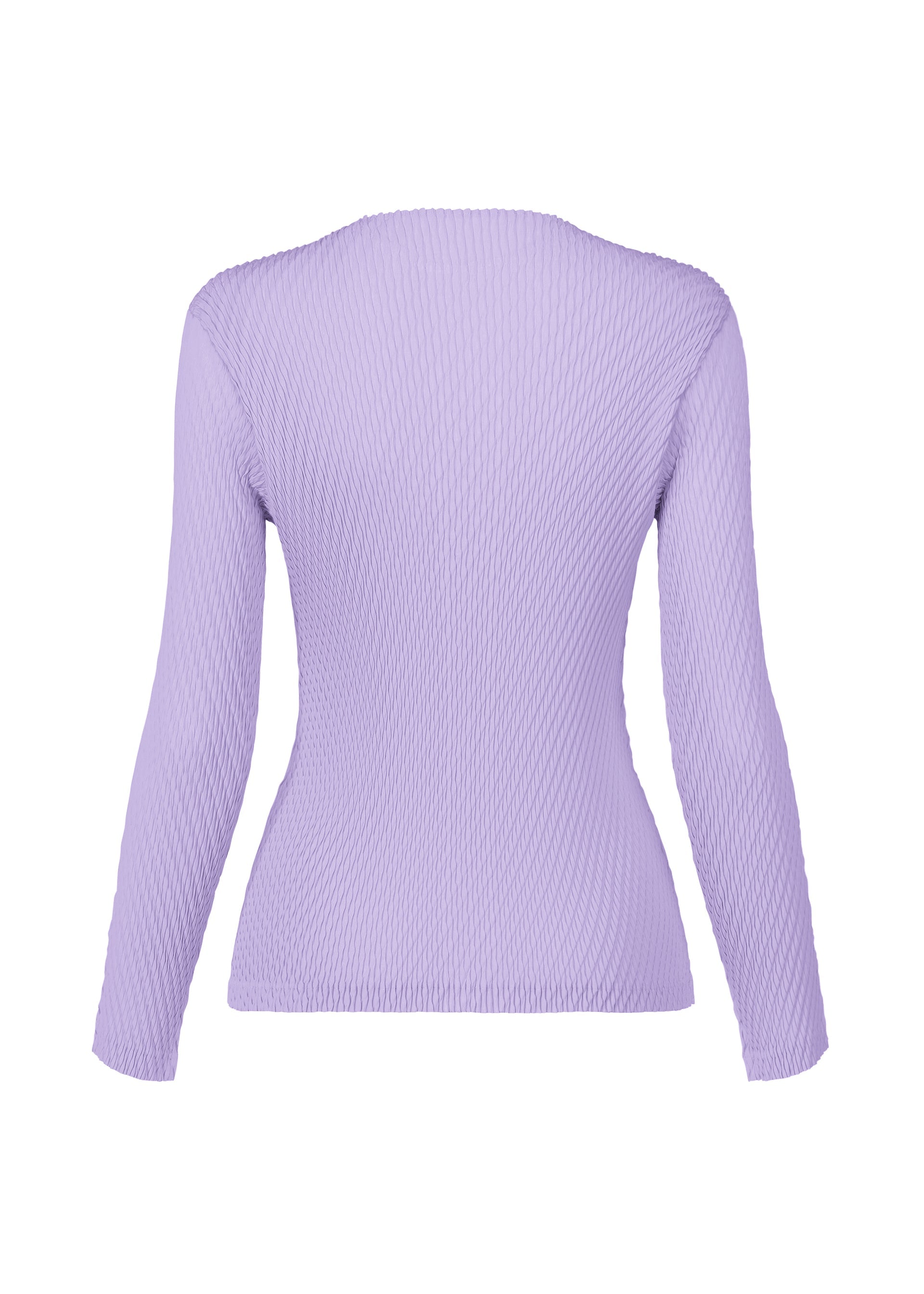 A detail shot of the ISSEY MIYAKE RHOMBUS PLEATS cardigan.