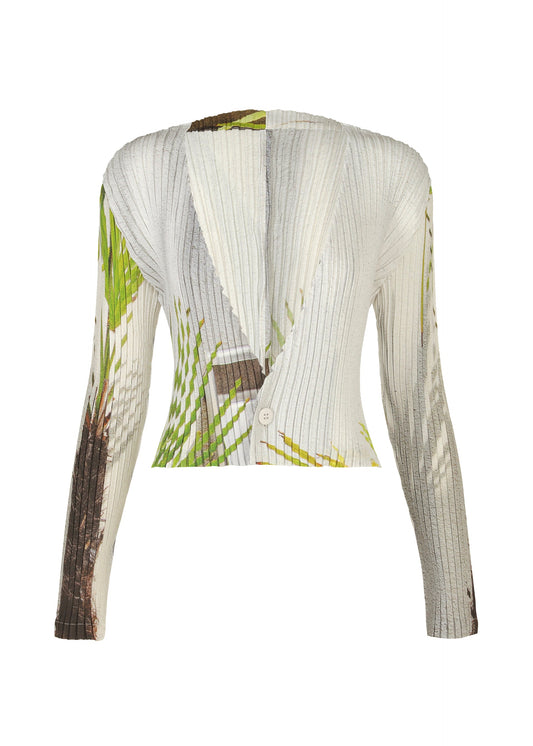 A product shot of the ISSEY MIYAKE URBAN JUNGLE PLEATS cardigan in white-hued (07).