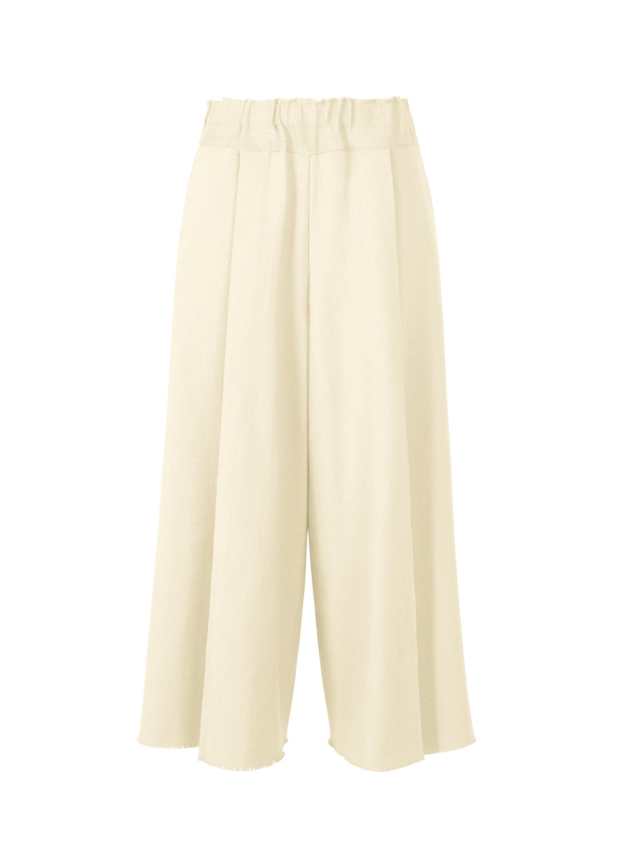 A product shot of the ISSEY MIYAKE CAMPAGNE trousers in off-white (02).