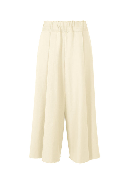 A product shot of the ISSEY MIYAKE CAMPAGNE trousers in off-white (02).