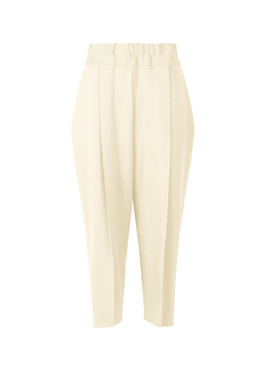 A product shot of the ISSEY MIYAKE CAMPAGNE trousers in off-white (02).
