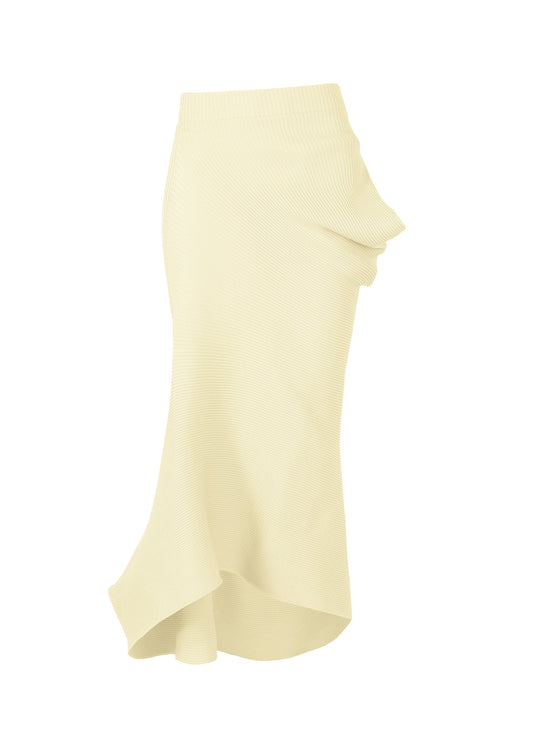 A product shot of the ISSEY MIYAKE LIFE FORM skirt in off-white (02).