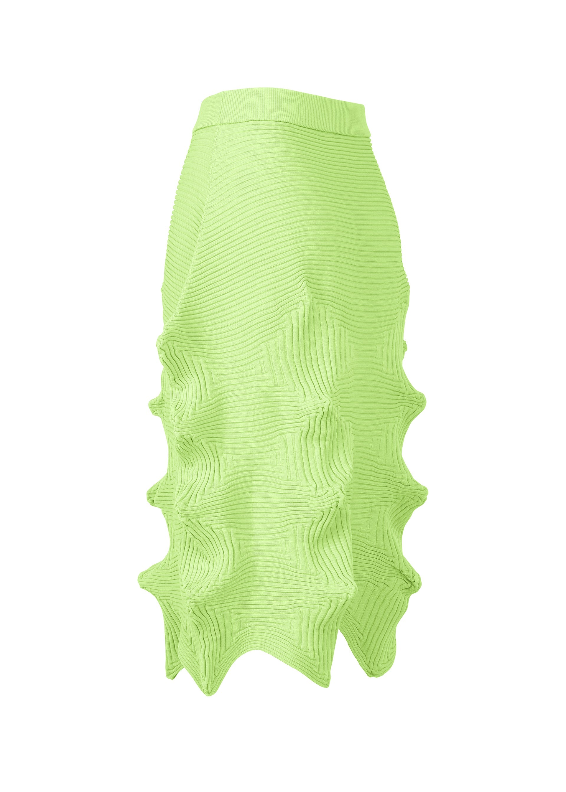 A detail shot of the ISSEY MIYAKE LINKAGE skirt.