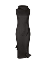 A product shot of the ISSEY MIYAKE ADVENTITIOUS HIGH NECKS dress in charcoal (14).