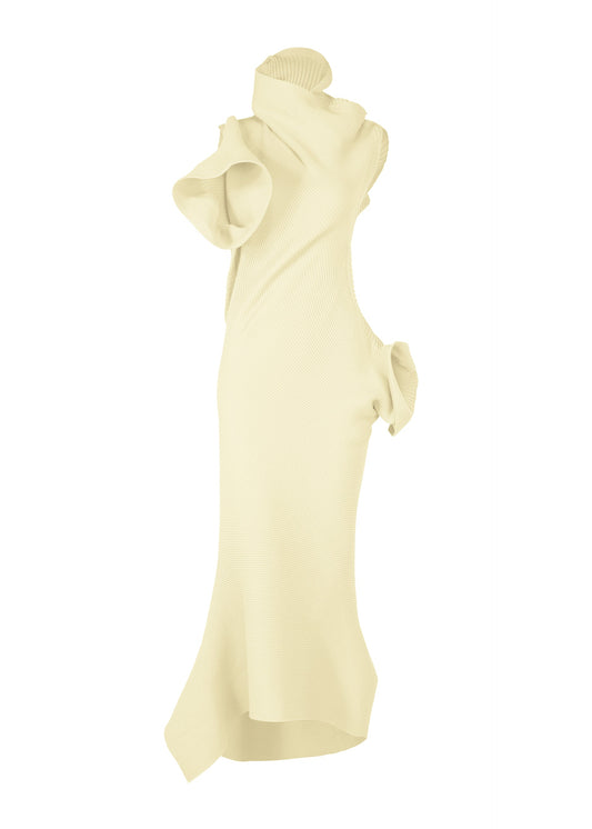 A product shot of the ISSEY MIYAKE LIFE FORM dress in off-white (02).