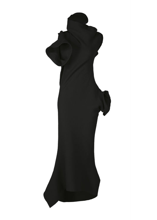 A product shot of the ISSEY MIYAKE LIFE FORM dress in black (15).
