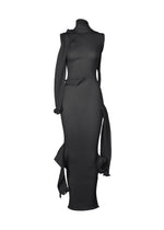 A product shot of the ISSEY MIYAKE ADVENTITIOUS SLEEVES dress in charcoal (14).