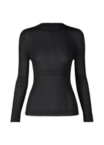 A product shot of the ISSEY MIYAKE SLITS MESH AP top in black (15).