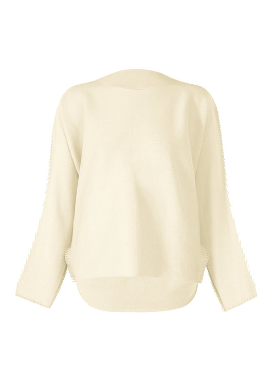 A product shot of the ISSEY MIYAKE CAMPAGNE top in off-white (02).