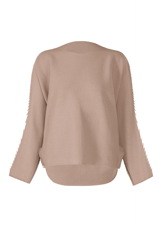 A product shot of the ISSEY MIYAKE CAMPAGNE top in greige (10).