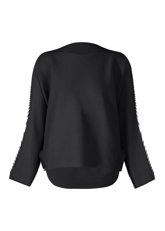 A product shot of the ISSEY MIYAKE CAMPAGNE top in black (15).