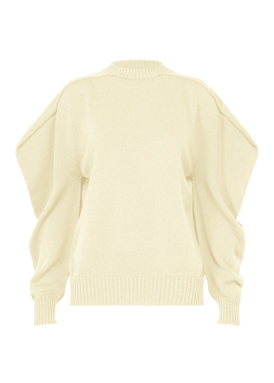 A product shot of the ISSEY MIYAKE AKIMBO KNIT clothing in off-white (02).