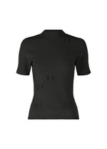 A product shot of the ISSEY MIYAKE BELT LOOP KNIT top in black (15).