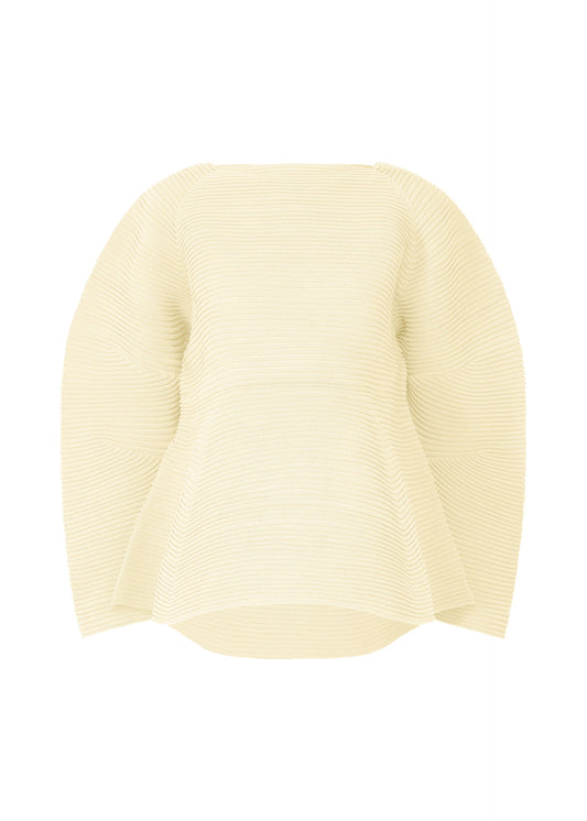 A product shot of the ISSEY MIYAKE CORRUGATED KNIT top in off-white (02).