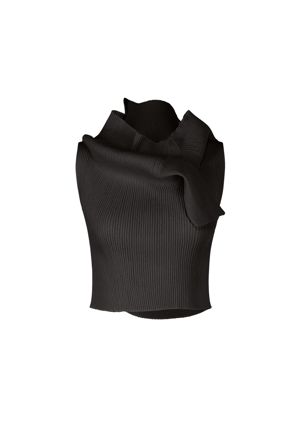 A product shot of the ISSEY MIYAKE ADVENTITIOUS HIGH NECKS top in charcoal (14).