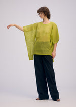A model wears the ISSEY MIYAKE CIALDA top.