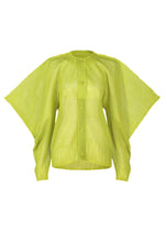 A product shot of the ISSEY MIYAKE CIALDA cardigan in green (62).