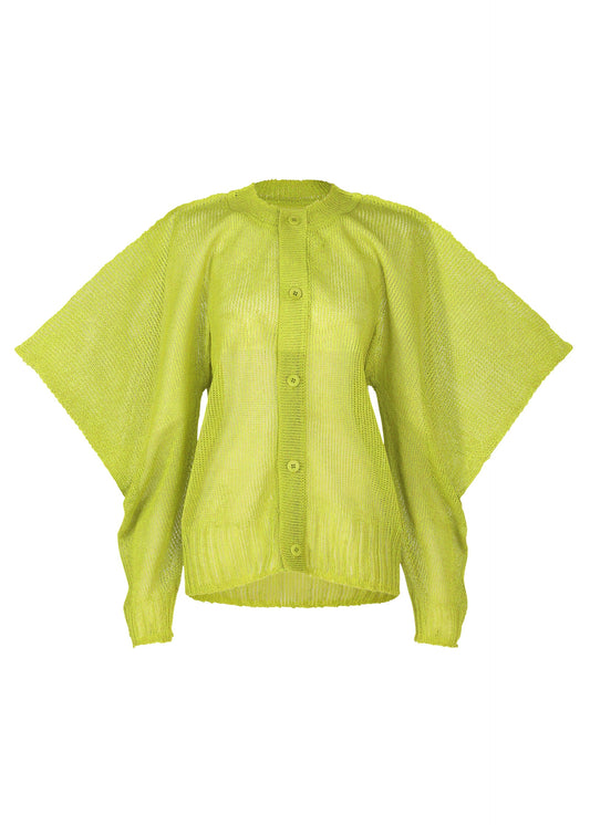A product shot of the ISSEY MIYAKE CIALDA cardigan in green (62).