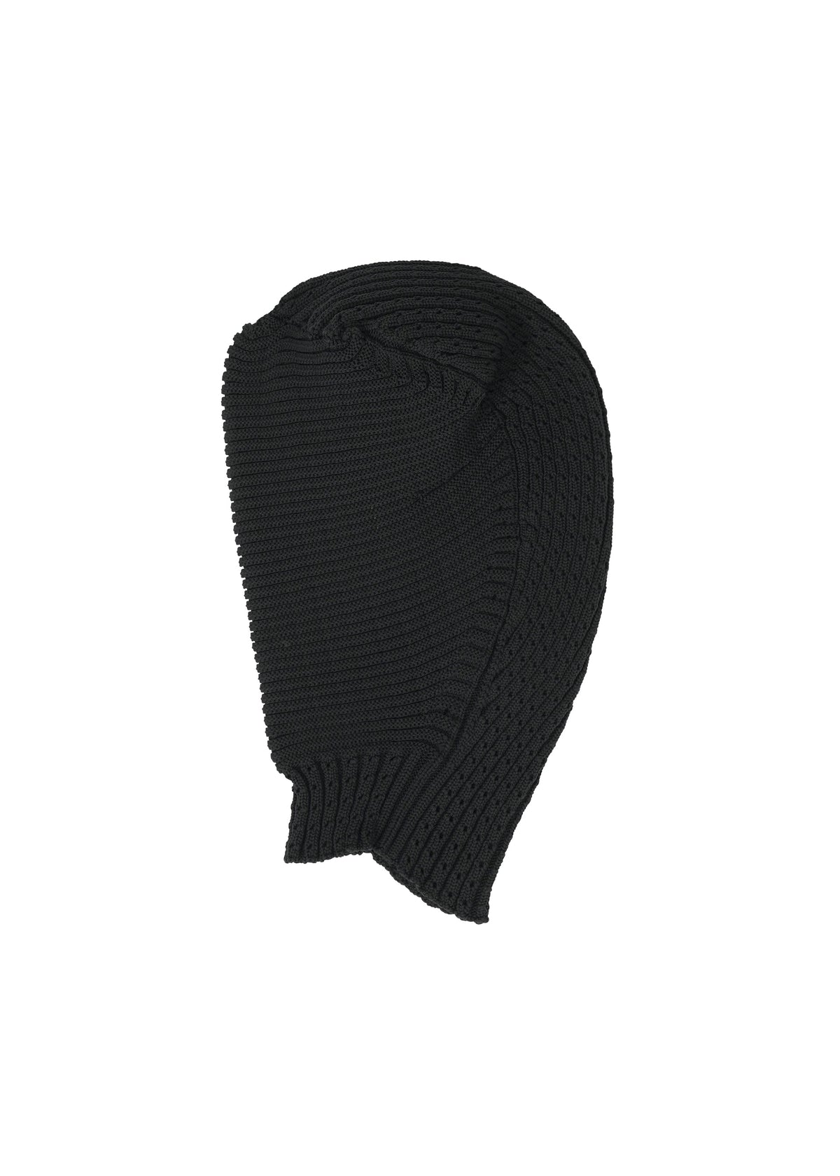 A product shot of the ISSEY MIYAKE FOUND STONE BEANIE cap in black.