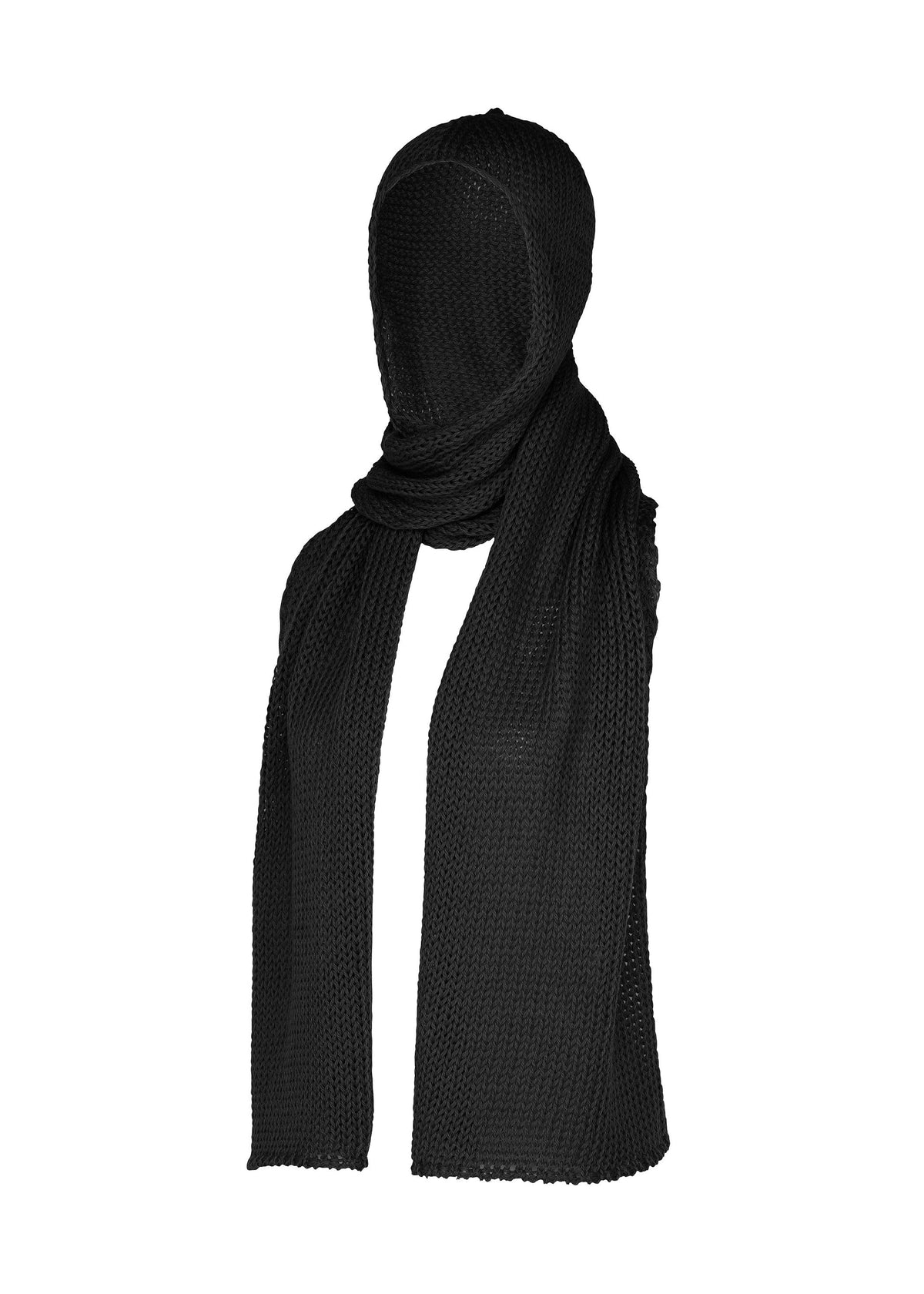 A product shot of the ISSEY MIYAKE PANINI BALACLAVA cap in black.