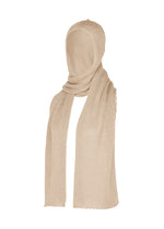 A product shot of the ISSEY MIYAKE PANINI BALACLAVA cap in light beige.