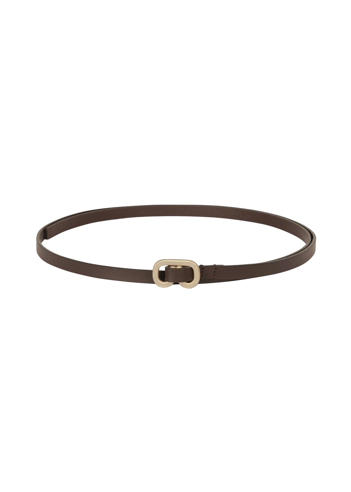 A product shot of the ISSEY MIYAKE SOLID LEATHER BELT belt in dark brown.