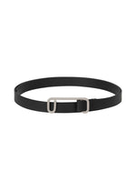 A product shot of the ISSEY MIYAKE SOLID LEATHER BELT belt in black.