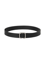 A product shot of the ISSEY MIYAKE SOLID LEATHER BELT belt in black.