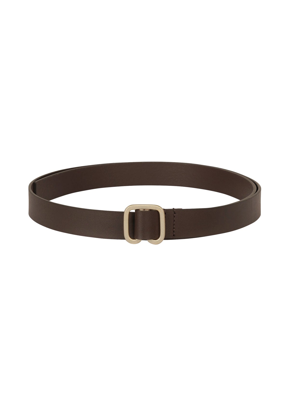 A product shot of the ISSEY MIYAKE SOLID LEATHER BELT belt in dark brown.