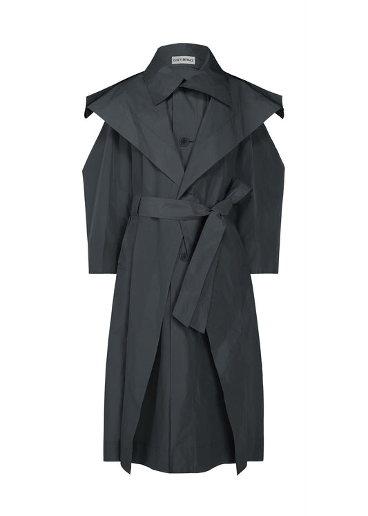 A product shot of the ISSEY MIYAKE CORRELATION coat in dark navy.