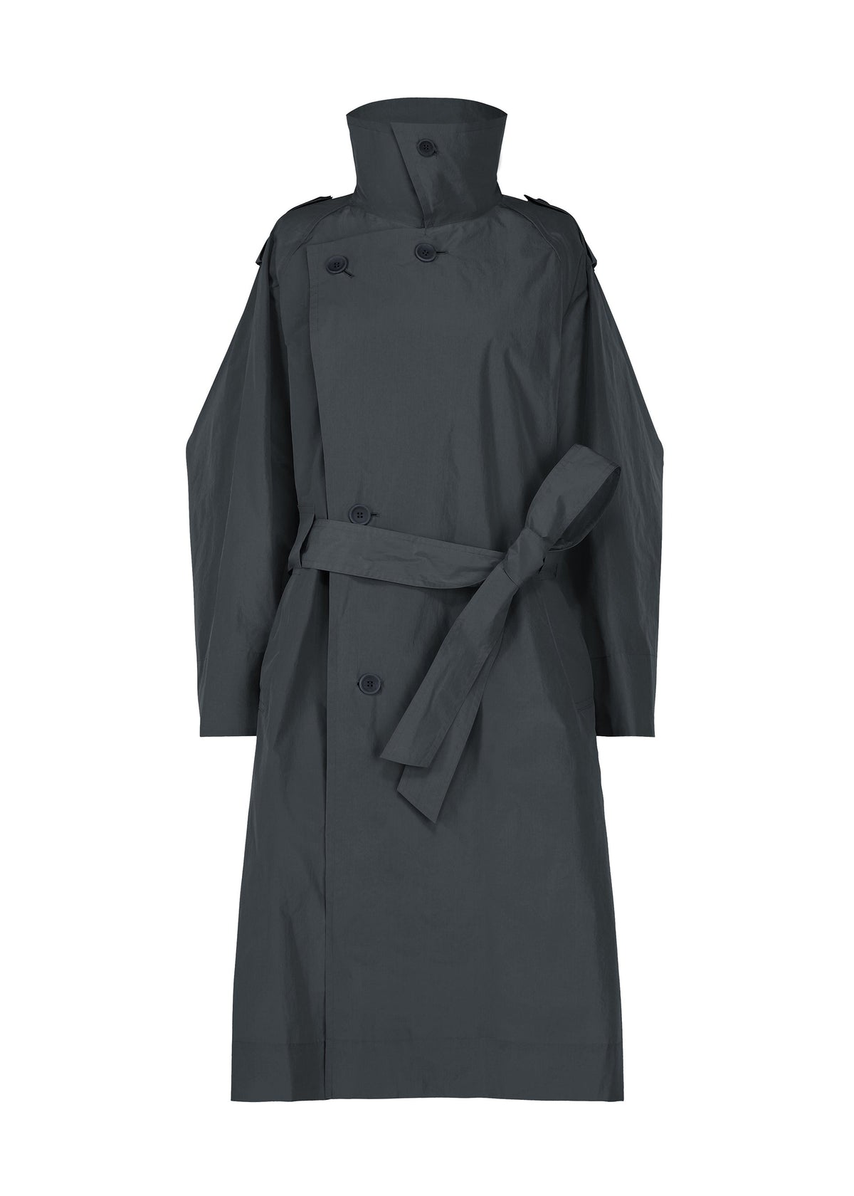 A product shot of the ISSEY MIYAKE CORRELATION coat in dark navy.