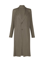 A product shot of the ISSEY MIYAKE HATCHING PLEATS coat in gray.