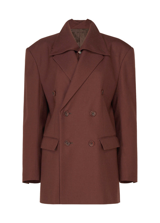 A product shot of the ISSEY MIYAKE UNTITLED jacket in brown.