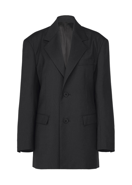 A product shot of the ISSEY MIYAKE HONEST ENSEMBLE jacket in black.