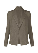 A product shot of the ISSEY MIYAKE HATCHING PLEATS jacket in gray.