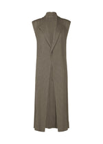 A product shot of the ISSEY MIYAKE HATCHING PLEATS vest in gray.