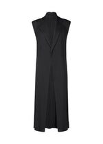 A product shot of the ISSEY MIYAKE HATCHING PLEATS vest in black.