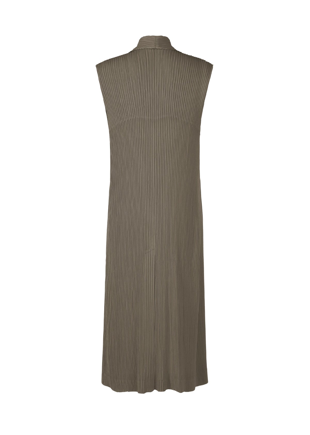 A detail shot of the ISSEY MIYAKE HATCHING PLEATS vest.
