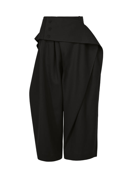 A product shot of the ISSEY MIYAKE CALLIGRAPH trousers in black.