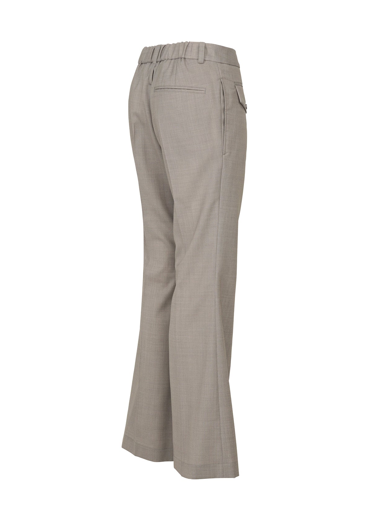 A detail shot of the ISSEY MIYAKE HONEST ENSEMBLE trousers.