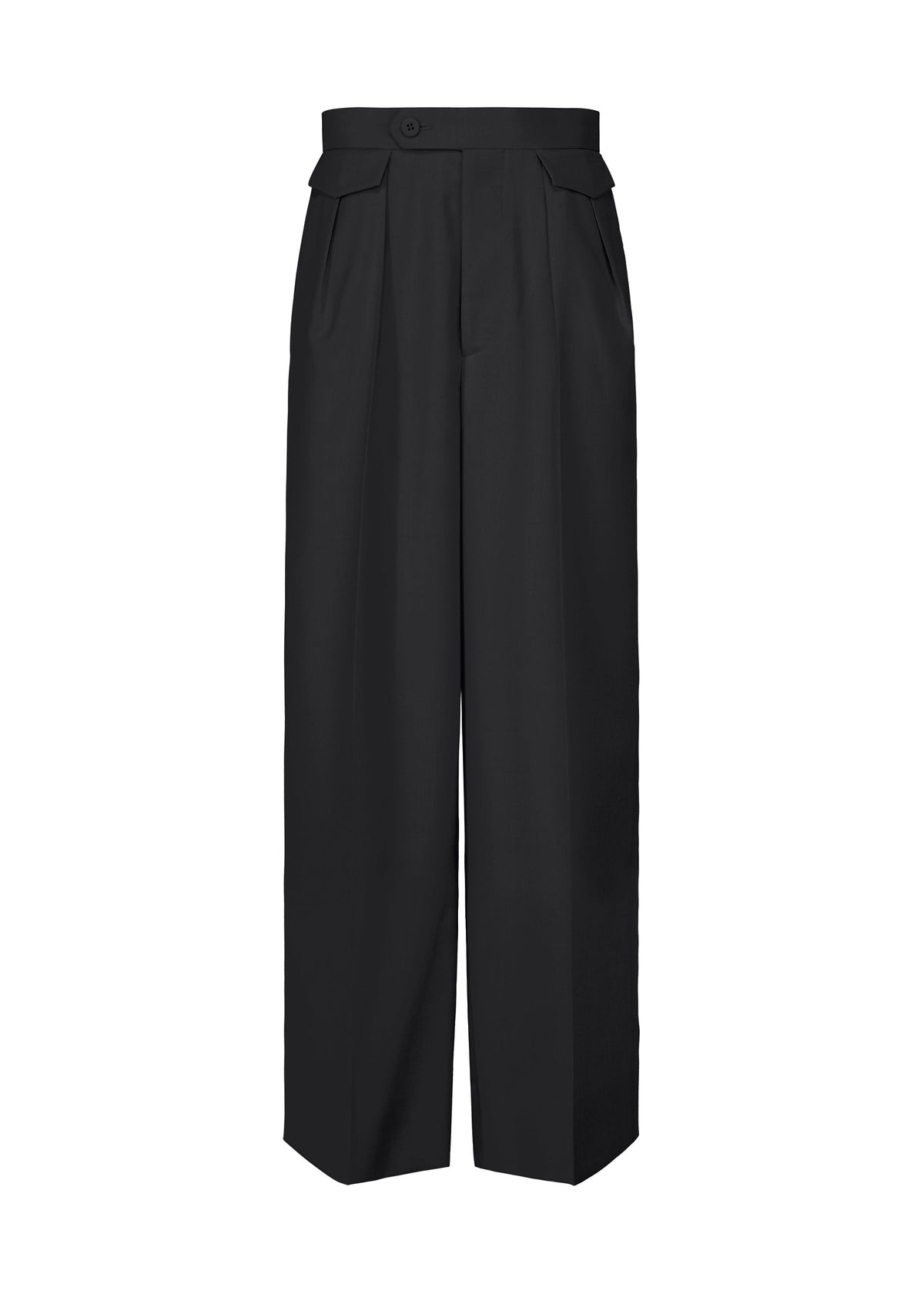 A product shot of the ISSEY MIYAKE HONEST ENSEMBLE trousers in black.